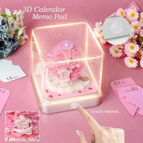 3D Memo Pad Time Piece Calendar 2025,3D Calendar Memo Pad DIY Notes Notepad Paper Carving Art Green Tree House,2025 Desk Calendar With LED Lights in Kuwait