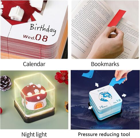 3D Memo Pad Time Piece Calendar 2025,3D Calendar Memo Pad DIY Notes Notepad Paper Carving Art Green Tree House,2025 Desk Calendar With LED Lights in Saudi Arabia