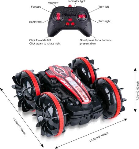 Berry President Amphibious RC Car, 2.4GHz Off-Road Stunt Truck, All Terrain 4WD Remote Control Toy, Land Water Vehicle with 360° Rotation for Kids (LightBlue) in Saudi Arabia