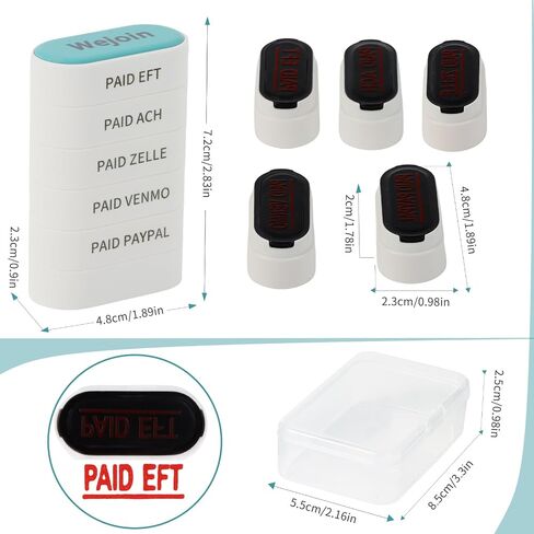 Office Paid Stamps Set, Self Inking Rubber Stamp, PaidCash, Card, Check, Paid in Full with Red Ink, Pre-Inked Stamper for Business, Bookkeeping, Ordering, Accounting, Work in Saudi Arabia