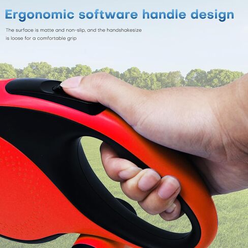 26-Foot Retractable Leash with chew-Resistant Cable for Medium to Large Dogs up to 110 pounds, Sturdy Nylon Strap, Tangle-Free, one-Hand Brake (Red, 26Ft) in Saudi Arabia
