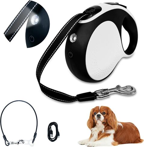 26-Foot Retractable Leash with chew-Resistant Cable for Medium to Large Dogs up to 110 pounds, Sturdy Nylon Strap, Tangle-Free, one-Hand Brake (Red, 26Ft) in Saudi Arabia