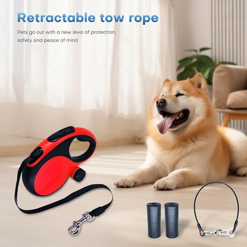 26-Foot Retractable Leash with chew-Resistant Cable for Medium to Large Dogs up to 110 pounds, Sturdy Nylon Strap, Tangle-Free, one-Hand Brake (Red, 26Ft) in Saudi Arabia