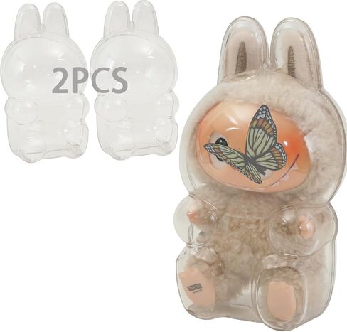 2pcs متوافق مع علبة labubu ، حقيبة عرض الشكل واضح مع سلسلة المفاتيح ، غطاء واقية من البلاستيك ، شفاف التخزين (دمية لا تشمل ، جلسة اثنين من النمط) in Kuwait