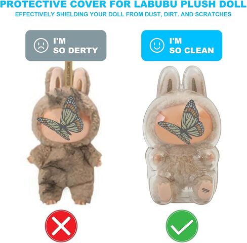 2pcs متوافق مع علبة labubu ، حقيبة عرض الشكل واضح مع سلسلة المفاتيح ، غطاء واقية من البلاستيك ، شفاف التخزين (دمية لا تشمل ، جلسة اثنين من النمط) in Kuwait