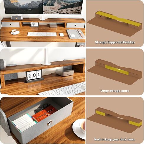 Electric Standing Desk 48 Inch Height with 2 Drawers-Adjustable Height Desk with Storage Shelf - Sit Stand Up Workstation (Rustic Brown, 48X24 Inches) in Saudi Arabia