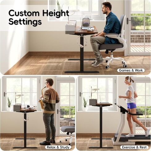 Electric Standing Desk 48 Inch Height with 2 Drawers-Adjustable Height Desk with Storage Shelf - Sit Stand Up Workstation (Rustic Brown, 48X24 Inches) in Saudi Arabia