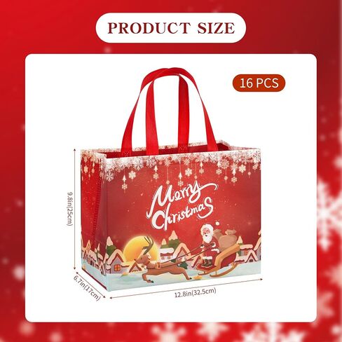 BlazehHy 12 Packs Christmas Gift Bags Reusable large Christmas Tote Bags with Handles for New Year's Shopping Xmas Gifts Wrapping Party Supplies in Saudi Arabia