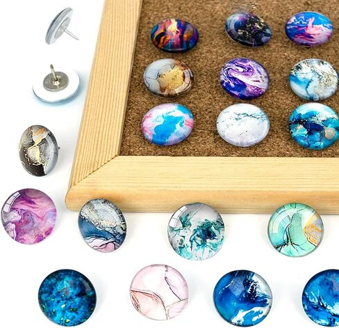 24Pcs Push Pins,Decorative Push Pins for Bulletin Board,Thumb Tacks for Cork Board, Cork Board Thumbtacks, Decorative Thumb Tacks for Class Organisation,Home,Office Decor(Marble Pattern) in Kuwait