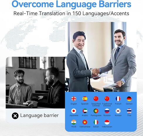 ترجمة AI سماعات الأذن في الوقت الفعلي ، تدعم سماعات الأذن المترجمة اللغوية 150 لغة ولهجات ، LCD Touch Screen Translation One Screen in Kuwait