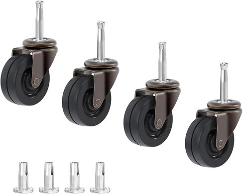 Antique Brass Caster with Plastic Wheel - 2" Wheel Diameter - Pack of 4 - Stem Caster Wheels with Ball Bearings for Table, Sofa, Chest, Dresser, Cabinet, Cart, Chair - Furniture Rollers - CW1-SAB in Kuwait