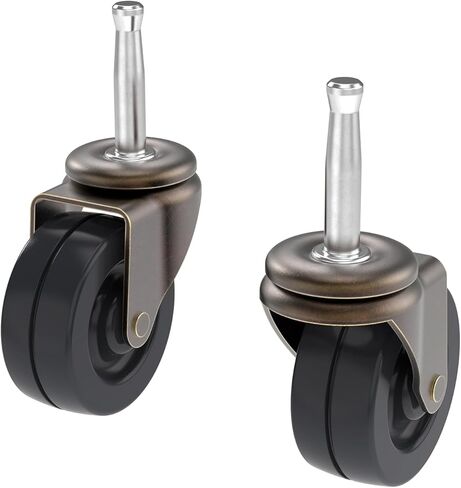 Antique Brass Caster with Plastic Wheel - 2" Wheel Diameter - Pack of 4 - Stem Caster Wheels with Ball Bearings for Table, Sofa, Chest, Dresser, Cabinet, Cart, Chair - Furniture Rollers - CW1-SAB in Kuwait