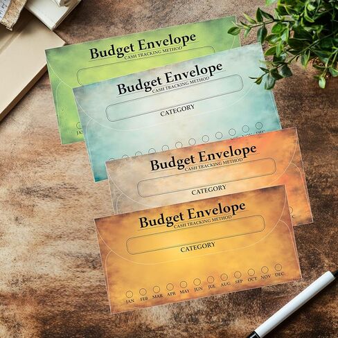 Parth Impex 120 Pack Vintage Budget Mickets نقدًا ، وموثق تعقب الميزانية ، وتحدي توفير الأموال ، وكبير لإدارة الأموال ، وحشو النقود ، ومنظم الادخار 3.5 "× 7" في 12 لونًا in Kuwait