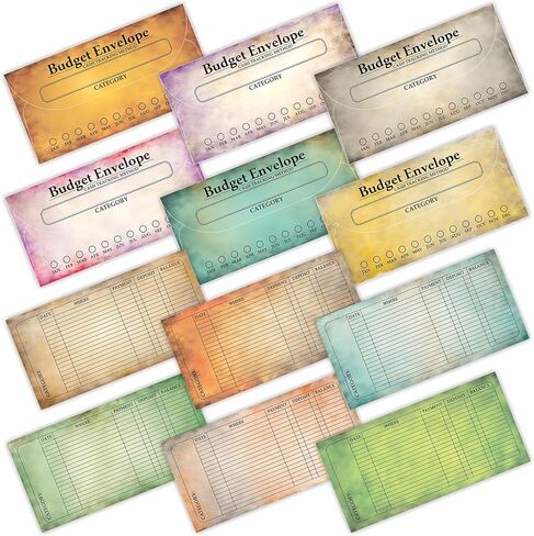 Parth Impex 120 Pack Vintage Budget Mickets نقدًا ، وموثق تعقب الميزانية ، وتحدي توفير الأموال ، وكبير لإدارة الأموال ، وحشو النقود ، ومنظم الادخار 3.5 "× 7" في 12 لونًا in Kuwait