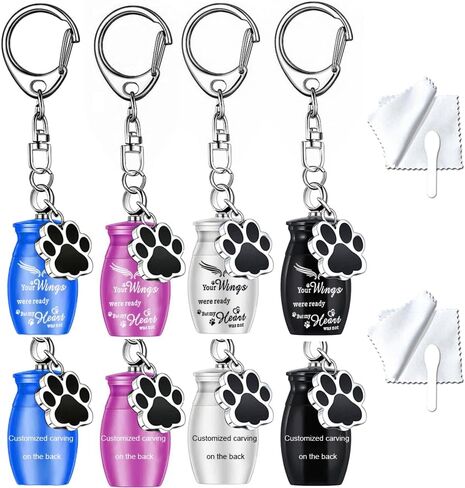 Weikui 4pcs key keyks pet keykain for dog remation المجوهرات الكلب الرماد مع قلادة مع الكلب paw prin in Kuwait