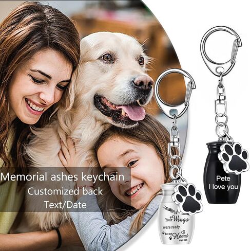 Weikui 4pcs key keyks pet keykain for dog remation المجوهرات الكلب الرماد مع قلادة مع الكلب paw prin in Kuwait