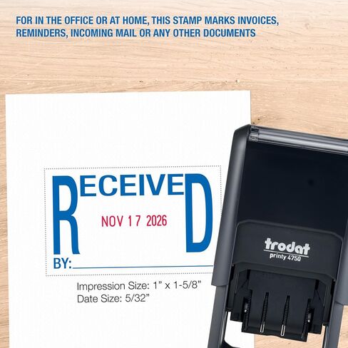 Trodat Printy 4750 Date Stamp with English Message Paid – Self Inking, Red Ink Date and Blue Ink Text in Kuwait