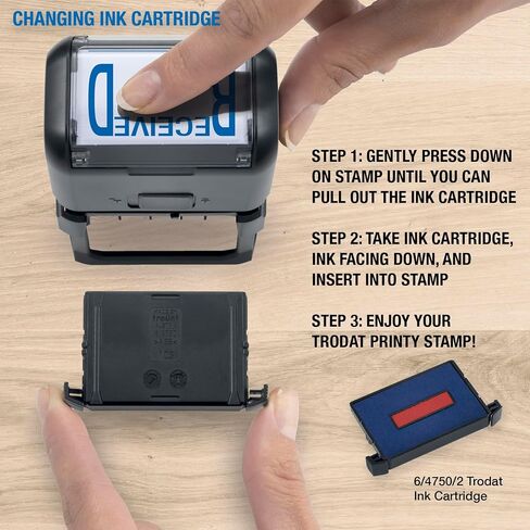 Trodat Printy 4750 Date Stamp with English Message Paid – Self Inking, Red Ink Date and Blue Ink Text in Kuwait