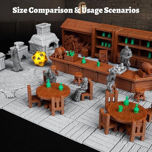 74 Pcs Tavern Bar Furniture RPG Terrain Set – Detailed DND Accessories for Tabletop Role-Playing – Miniature Props for Dungeons & Dragons, TTRPG Maps, and Wargame Campaigns – AF634A in Kuwait