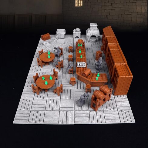 74 Pcs Tavern Bar Furniture RPG Terrain Set – Detailed DND Accessories for Tabletop Role-Playing – Miniature Props for Dungeons & Dragons, TTRPG Maps, and Wargame Campaigns – AF634A in Kuwait