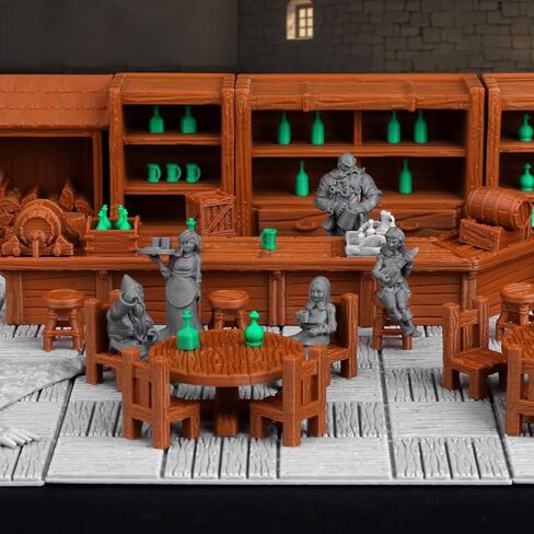74 Pcs Tavern Bar Furniture RPG Terrain Set – Detailed DND Accessories for Tabletop Role-Playing – Miniature Props for Dungeons & Dragons, TTRPG Maps, and Wargame Campaigns – AF634A in Kuwait