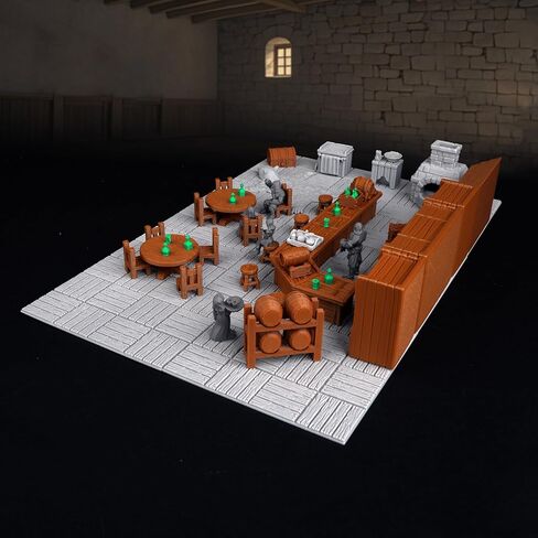 74 Pcs Tavern Bar Furniture RPG Terrain Set – Detailed DND Accessories for Tabletop Role-Playing – Miniature Props for Dungeons & Dragons, TTRPG Maps, and Wargame Campaigns – AF634A in Kuwait