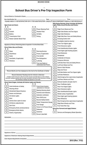 School Bus Driver's Pre-Trip Vehicle Inspection Form 10-pk. - Book Format with 31 Sets, 2-Ply Carbonless, 5.5" x 9.25", J. J. Keller & Associates, Inc. in Saudi Arabia