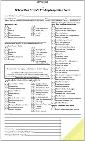 School Bus Driver's Pre-Trip Vehicle Inspection Form 10-pk. - Book Format with 31 Sets, 2-Ply Carbonless, 5.5" x 9.25", J. J. Keller & Associates, Inc. in Saudi Arabia