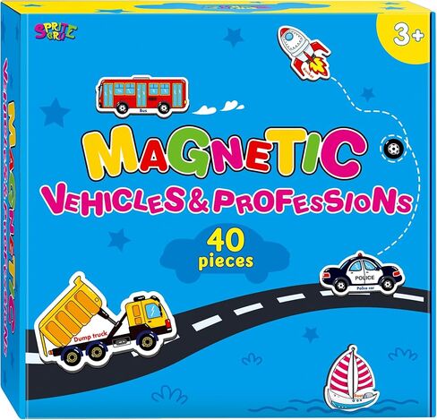 40 PCS Vehicle Magnets, Vehicles and Professions Fridge Magnets for Kids-Common Vehicles, Airplane, Boat & Occupations-Magnetic Transport Refrigerator Decors Educational Learning Toys for Toddlers in Kuwait