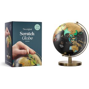 Luckies - خريطة خدش العالم Globe | خدش خريطة العالم | كرات للبالغين | خدش الخرائط وخرائط السفر | أدوات المكتب للرجال والديكور المكتبي | هدايا السفر الرجال | كرة صغيرة