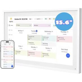 تقويم الجدار الرقمي - 15.6 "مخطط شاشة تعمل باللمس HD مع مزامنة WiFi ، وجدولة مشفرة بالألوان ، ومخطط عمل روتيني للأسرة والمنظمة المنزلية