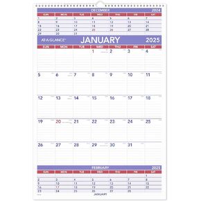 AT-A-GLANCE 2026 تقويم الحائط ، 15.5 "× 22.75" ، مرجع كبير لمدة 3 أشهر (PM62826)