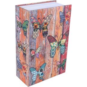 Book Safe Box مع قفل المفاتيح - تخزين أمان على طراز القاموس للمواد الثمينة - النقد السائد والمجوهرات والوثيقة الآمنة للمنزل والمكتب والسفر - 18x11.5x5.5 سم (تصميم الفراشة)