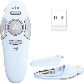 برنامج QUI Plicker Wireless Prosser Clicker Remote for PowerPoint Presentation Remote ، USB Blue Powerpoint Slide Advancer لنظام التشغيل Mac/Linux ، Google Slide/PPT/Keynote