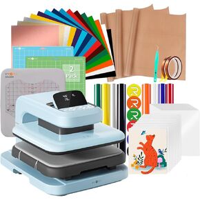 Htvront Auto Heat Press Machine لقمصان T - Heat Press 15x15 مع ضغط قابل للتعديل و 55 إكسسوارات الضغط الحراري و 2 PCS حصيرة و 8 أجهزة كمبيوتر.