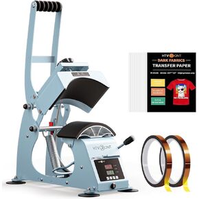 Htvront Hat Press Hat Hat Machine Machine For Caps+ Weat Transfer Paper for T chirts ، 8.5 "× 11 '' 20 Sheets+ Heat Tape للتسامي 2 لفات 10 مم × 33 م