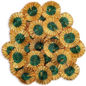 EmbroideryMaterial Gota Patti Flowers Embroidery Patches for Clothes, Applique Patches for Embroidery Work, Gota Flowers for Decoration, Crafts & Flowers for Designing (100 Pieces, Gold, 4 CM) in Kuwait