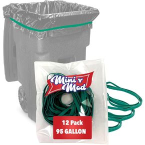 Rubber Bands for 95 Gallon Trash Cans – 12 Pack | Secure 95 Gallon Trash Bags | Heavy Duty, Durable, Stretchable, & Reusable for 95 Gal Garbage Cans