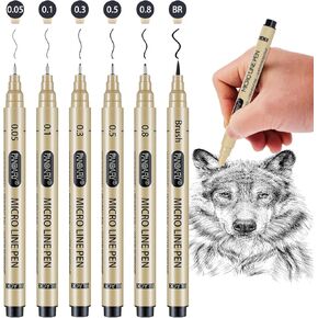 Pandafly Black Fineliners أقلام ، 0.25 مم ، 5 Pack Ultra Point Pen ، قلم الفن الأسود للرسم ، الأقلام الصغيرة للرسم ، الرسم ، اليومية الكتابية ، المانج ، الأنيمي