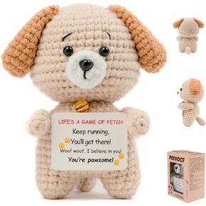 Handmade Crochet Positive Dog – Heartfelt Gift of Love, Gratitude & Encouragement – Perfect for Friends, Family, Teachers, Graduates – Birthday, Graduation, Mother's Day (Thank You)