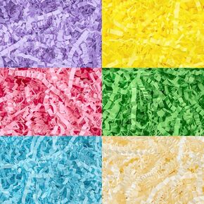 Gloreyan 300g/10.6oz Easter Grass Basket Filler Critle Cut Papre 6 Colors Raffia Paper Plag