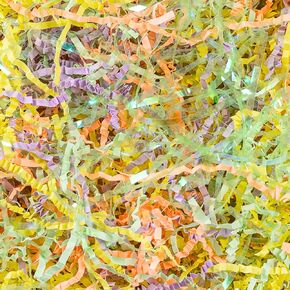 Gloreyan 1 رطل عيد الفصح تجعيد العشب قطع الورق مقطعة سلة حشو قزحية الفصح الورق الورق Raffia paper shred الحشوة للاختراق سلة التغليف ملء أعياد ميلاد حفلات الزفاف