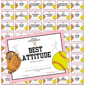 Tenare 60 PCS Complball Awardment Awards Awards End of Season Sports Softball Certificate of Trachers Forms Sports Team Gifts Party Celebrate ، 8 × 10 بوصات