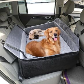 HOMBYS 42" L Dog Booster Car Seat for Large Size, 4.2" Thickness Dog Bed to Elevate Your Pets for Better View, Removable and Washable Cover with 6 Straps, Easy Assemble