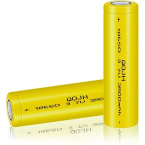 2Pack 18650 Battery 3500mAh 3.7 Volt Rechargeable Battery Flat Top for Remote Control Cars Toy, Flashlight, Solar Lights, Mini Fans, Shaver etc (Yellow)