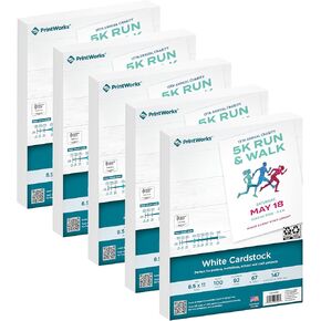 Printworks White Cardstock, Standard, 67 lb. Vellum, 92 Bright, 250 sheets, 8.5 x 11, For Office, Home & School Printing, Craft Projects (00564)