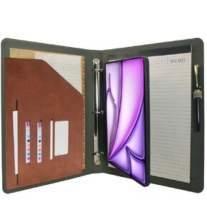 حقيبة محفظة منظم اللوح مع الموثق المكون من 3 حلويات ، مجلد ملف padfolio الموثق مع حامل اللوح القابل للإزالة ، متوافق مع 13 بوصة iPad Pro (2024) (رمادي)