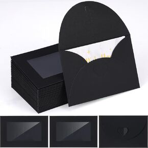Uiifan 30 Pcs Window Gift Card Envelopes 4 x 2.8 Inch Gift Card Sleeves Credit Card Size Envelopes with Heart Shaped Clasp for Christmas Thanksgiving Party Gifts Business Cards Invitation(Brown)