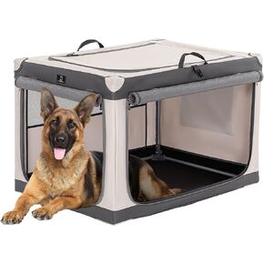 A4Pet Collapsible Dog Crate, Soft Dog Crate - 40 Inch Adjustable Stainless Steel Frame, Lightweight, Durable and Portable Crate with 3-Door, Travel Dog Kennel