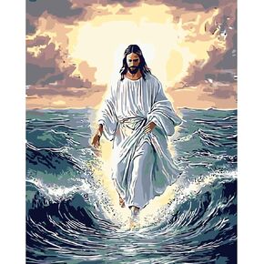 DIYDECORFUN Paint by Numbers Kit for Adults Beginners,Jesus Painting Color by Numbers, Acrylic Easy Adults Paint by Numbers Religious Christian Oil Painting DIY Art Crafts for Wall Decor 16 x 20 in